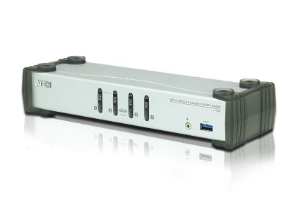 Picture of Aten Desktop KVMP Switch 4 Port Single Display DisplayPort w/ audio, Cables Included, 2x USB Port, Selection Via Front Panel