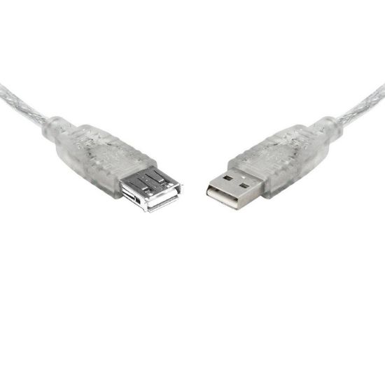 Picture of 8Ware USB 2.0 Extension Cable 0.25m 25cm A to A Male to Female Transparent Metal Sheath Cable