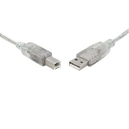 Picture of 8Ware USB 2.0 Cable 0.5m / 50cm USB-A to USB-B Male to Male Printer Cable for HP Canon Dell Brother Epson Xerox Transparent Metal Sheath UL Approved