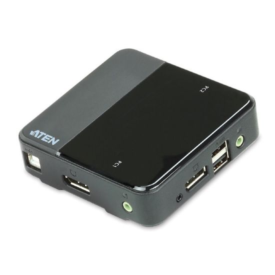 Picture of Aten Slim KVM Switch 2 Port Single Display DisplayPort w/ audio, Cables Included, Remote Port Selector,