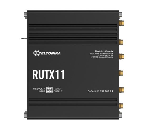Picture of Teltonika RUTX11 Industrial Cellular Router, 4G LTE CAT 6, Dual SIM with auto failover, Backup WAN, Dual Band WiFi, Bluetooth LE, PSU included