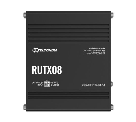 Picture of Teltonika RUTX08 Industrial Ethernet Router, Next Gen VPN Router for Professional Applications, Quad-Core CPU, 256 MB RAM, PSU included