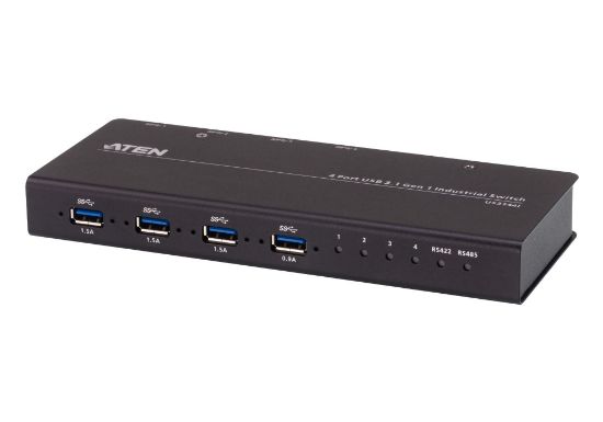 Picture of Aten Industrial Peripheral Switch 4x4 USB 3.1 Gen1, 4x Devices, 4x USB 3.1 Gen1 Ports, Remote Port Selector, Supports RS-422/RS485 Remote Controller