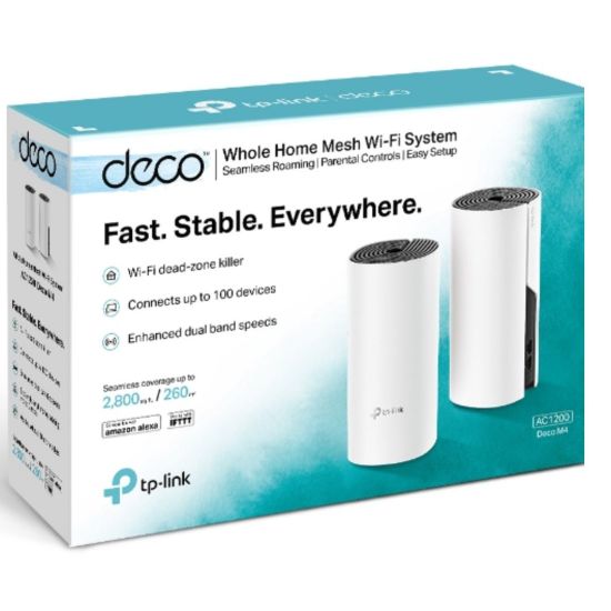Picture of TP-Link Deco M4 (2-pack) AC1200 Whole Home Mesh Wi-Fi System.  ~260sqm Coverage, Up to 100 Devices, Parental Control
