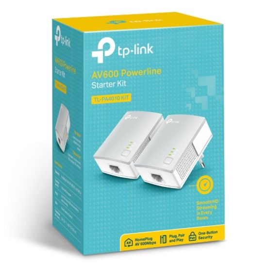 Picture of TP-Link TL-PA4010 KIT AV600 Powerline Ethernet Adapter Starter Kit 600Mbps HomePlug AV 1xLAN Port 300m Range Plug & Play Mini Size