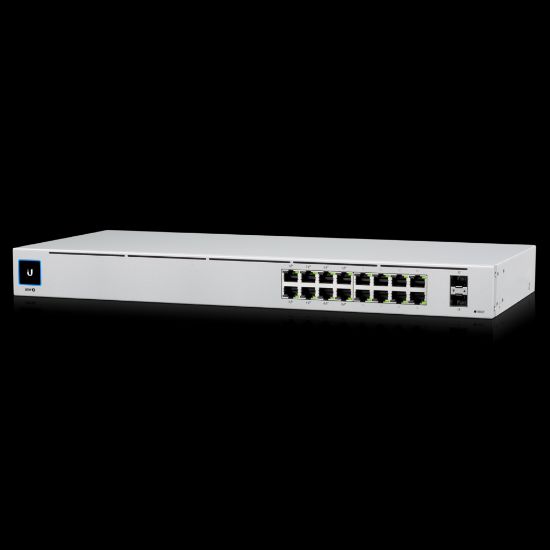Picture of Ubiquiti UniFi 16-port Managed Gigabit Switch - 8x PoE+ Ports, 8x Gigabit Ethernet Ports, 2x SFP , 42W, Touch Display, Fanless , GEN2,