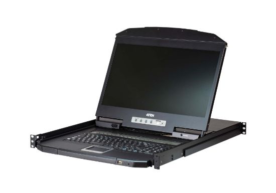 Picture of Aten Rackmount KVM Switch 8 Port VGA w/ 18.5' LCD Display, 2x Custom KVM Cables Included, 1366x768@60hz Display, Short Depth Design