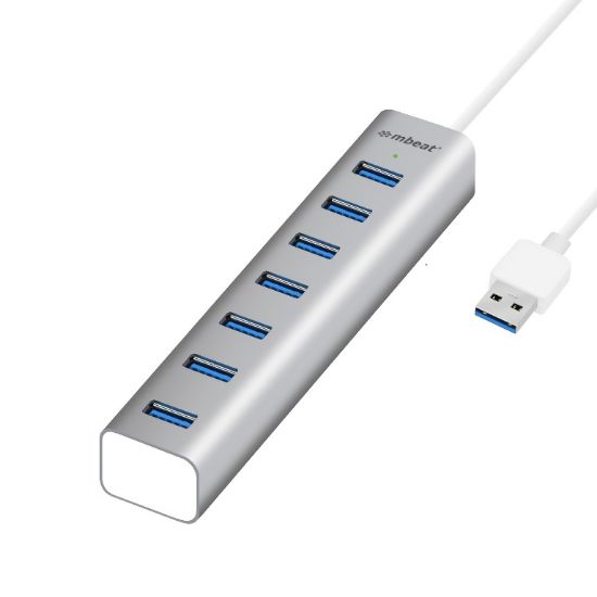 Picture of mbeat® 7-Port USB 3.0 Powered Hub - USB 2.0/1.1/Aluminium Slim Design Hub with Fast Data Speeds (5Gbps) Power Delivery for PC and MAC devices Weight: