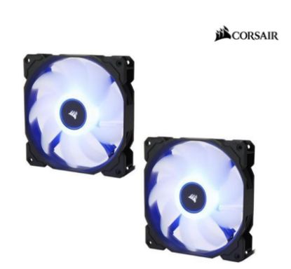 Picture of Corsair Air Flow 140mm Fan Low Noise Edition / Blue LED 3 PIN - Hydraulic Bearing, 1.43mm H2O. Superior cooling performance. TWIN Pack! (LS)
