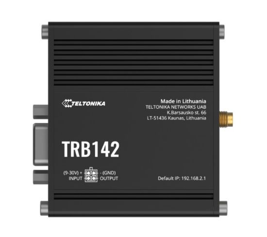 Picture of Teltonika TRB142 Industrial Rugged LTE RS232 Gateway, 4G/LTE (Cat 1), Equipped with RS232, Compatible with Industrial DNP3, PSU included