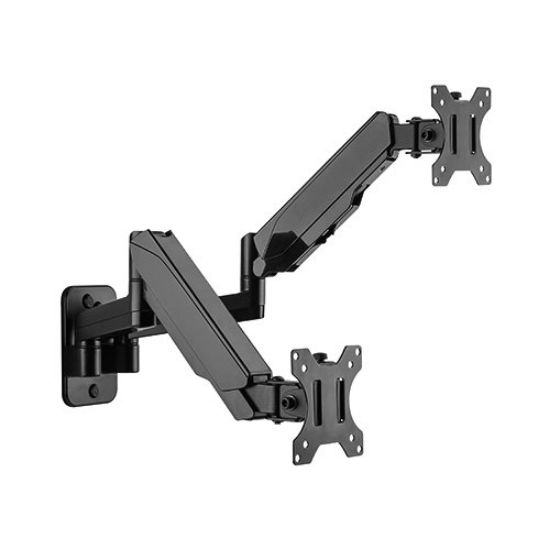 Picture of Brateck Dual Monitor Wall Mounted Gas Spring Monitor Arm 17'-32',Weight Capacity (per screen)8kg, Matte Black