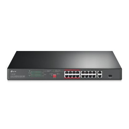 Picture of TP-Link TL-SL1218P 16-Port 10/100 Mbps + 2-Port Gigabit Rackmount Switch with 16-Port PoE+, Up to 150W for all PoE ports, Up to 30W for each PoE port