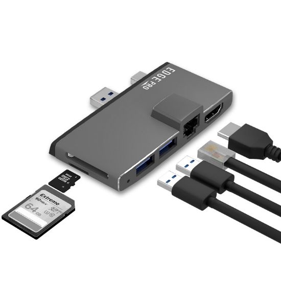 Picture of mbeat®  Edge Pro Multifunction USB- C Hub for Microsoft Surface Pro 5/6  Metal Grey (HDMI, LAN, USB 3.0 Hub, Card Reader)