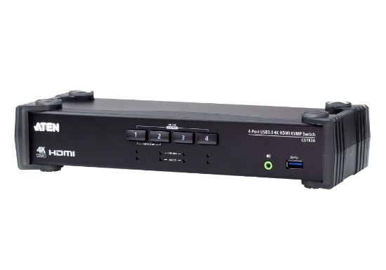 Picture of Aten Desktop KVMP Switch 4 Port Single Display 4k HDMI w/ audio mixer mode, Cables Included, Selection Via Front Panel