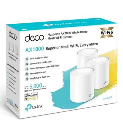 Picture of TP-Link Deco X20(3-pack) AX1800 Whole Home Mesh Wi-Fi System, Up To 530 sqm Coverage, WIFI6, 1201Mbps @ 5Ghz, 574Mbps @ 2.4 GHz OFDMA, MU-MIMO (WIFI6)