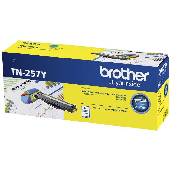 Picture of Brother TN-257Y Yellow High Yield Toner Cartridge to Suit -  HL-3230CDW/3270CDW/DCP-L3015CDW/MFC-L3745CDW/L3750CDW/L3770CDW (2,300 Pages)