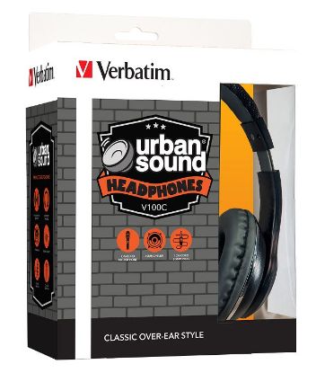 Picture of Verbatim Stereo Headphone 3.5mm - Black, Headphones Over-Ear Design, 1.2 Meter Cable Included, Great for Music on Smartphone, Laptop, Desktop