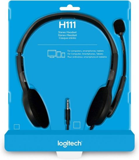 Picture of Logitech H111 Strereo Headset (Single 3.5mm Jack) Cable length: 7.71 ft (2.35 m)  2-Year Limited Hardware Warranty