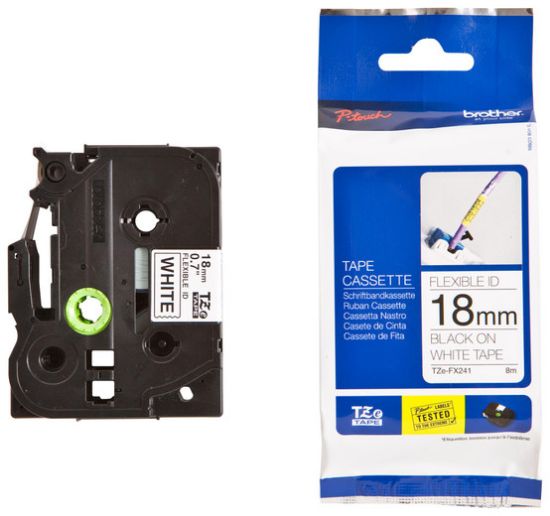 Picture of Brother 18mm Black on White FlexibleTZE Tape