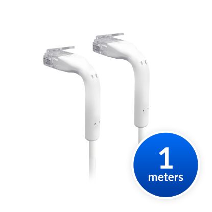 Picture of Ubiquiti UniFi Patch Cable Single Unit, 1m, White, End Bendable to 90 Degree, RJ45 Ethernet Cable, Cat6, Ultra-Thin 3mm Diameter