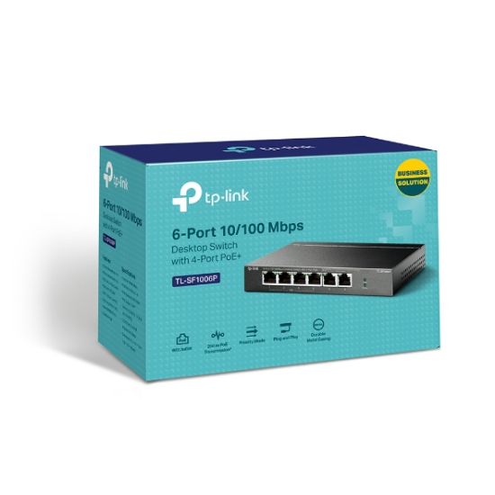 Picture of TP-Link TL-SF1006P 6-Port 10/100Mbps Desktop Switch with 4-Port PoE+, Up To 67W For all PoE Ports, Up To 30W Each PoE Port