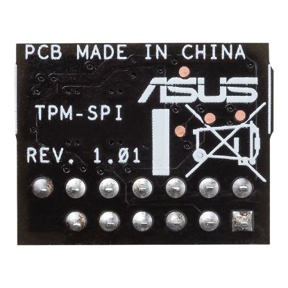 Picture of ASUS TPM-SPI TPM Chip, Improve Your Computer's Security. 14-1 pin and SPI interface, Nuvoton NPCT750, Compliant With TCG Specification Family 2.0