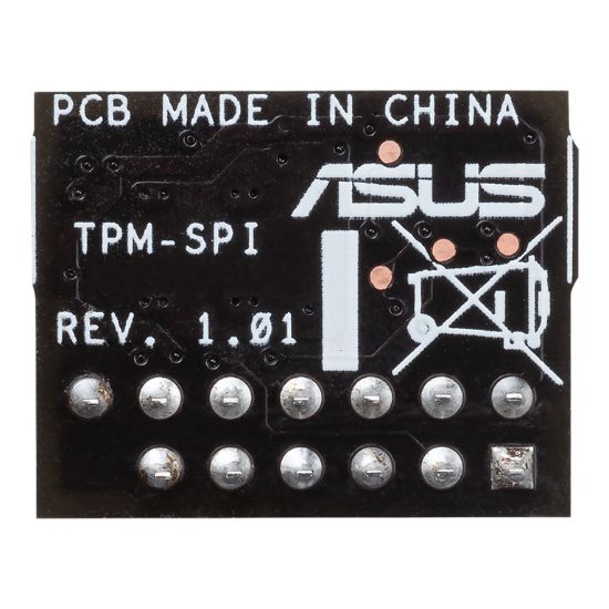 Picture of ASUS TPM-SPI TPM Chip, Improve Your Computer's Security. 14-1 pin and SPI interface, Nuvoton NPCT750, Compliant With TCG Specification Family 2.0