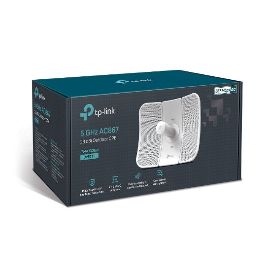 Picture of TP-Link CPE710 5GHz AC 867Mbps 23dBi High-gain Directional Outdoor CPE, IP65 Weather Proof, Lightning Protection, Passive POE, Centralised Management