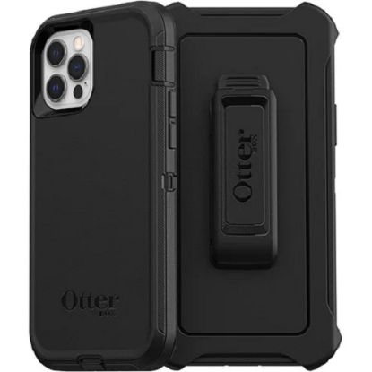 Picture of OtterBox Defender Apple iPhone 12 / iPhone 12 Pro Case Black - (77-65401), DROP+ 4X Military Standard, Included Holster, Rugged, 7 Years Warranty