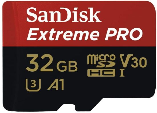 Picture of SanDisk Extreme Pro 32GB microSD SDHC SQXCG 100MB/s 90MB/s V30 U3 C10 UHS-1 4K UHD Shock temperature water & X-ray proof with SD Adaptor >16GB