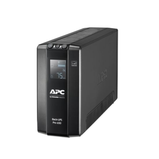 Picture of APC Back-UPS Pro 650VA/390W Line Interactive UPS, Tower, 230V/10A Input, 6x IEC C13 Outlets, Lead Acid Battery, LCD, AVR