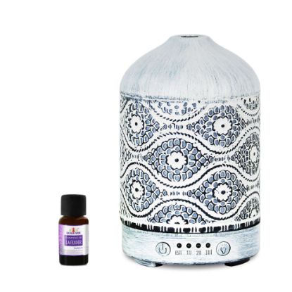 Picture of mbeat® activiva Metal Essential Oil and Aroma Diffuser-Vintage White -100ml Built-in 7 LED colour changing Auto stop misting Product weight: 0.26 kg