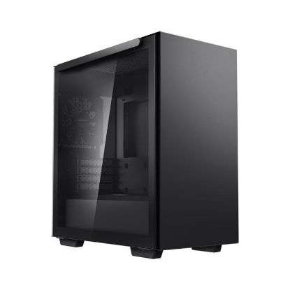 Picture of DeepCool MACUBE 110 Black Minimalistic Micro-ATX Case, Magnetic Tempered Glass Panel, Removable Drive Cage, Adjustable GPU Holder, 1xPreinstalled Fan