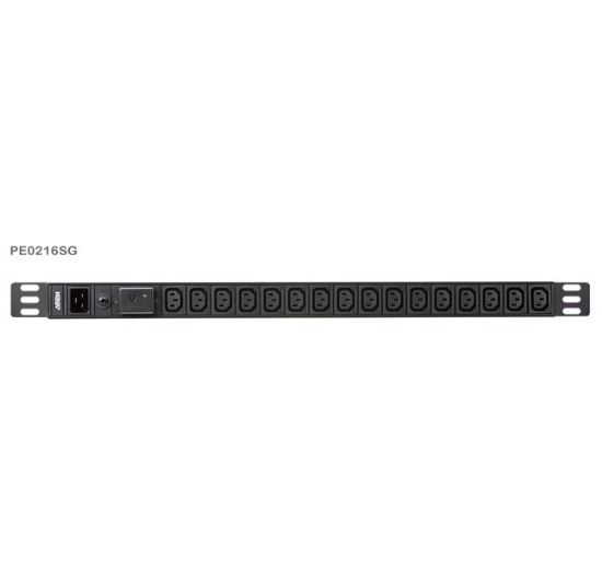 Picture of Aten 0U 16-port Basic PDU with Surge Protection, 100-240VAC, 16AMax, 50-60Hz, 16 x IEC C13, Overcurrent Protection, Aluminum material