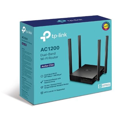 Picture of TP-Link Archer C54 AC1200 Dual-Band Wi-Fi Router 2.4GHz 300Mbps 5GHz 867Mbps 4xLAN 1xWAN 4xAntennas, WPS, Router Access Point and Range Extender Modes