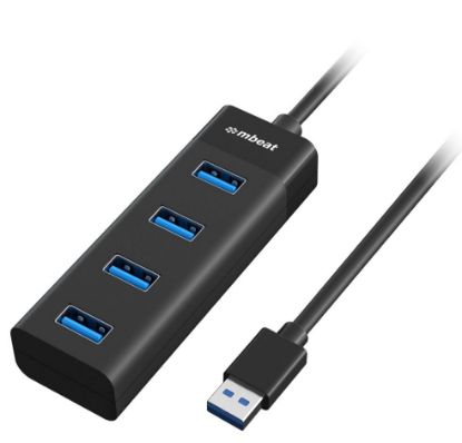 Picture of mbeat® 4-Port USB 3.0 Hub - Black USB 3.0 transfer speeds up to 5Gbps. Plug-and-play Compact and lightweight Weight: 37g