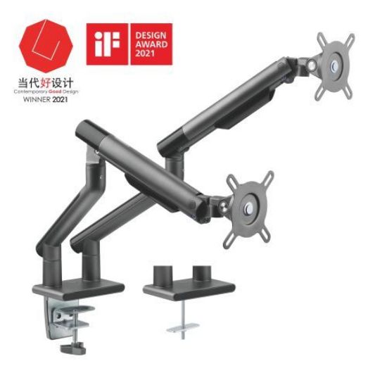 Picture of Brateck Dual Monitor Premium Slim Aluminum Spring-Assisted Monitor Arm Fix Most 17'-32' Monitor Up to 9kg per screen VESA 75x75/100x100 (Space Grey)