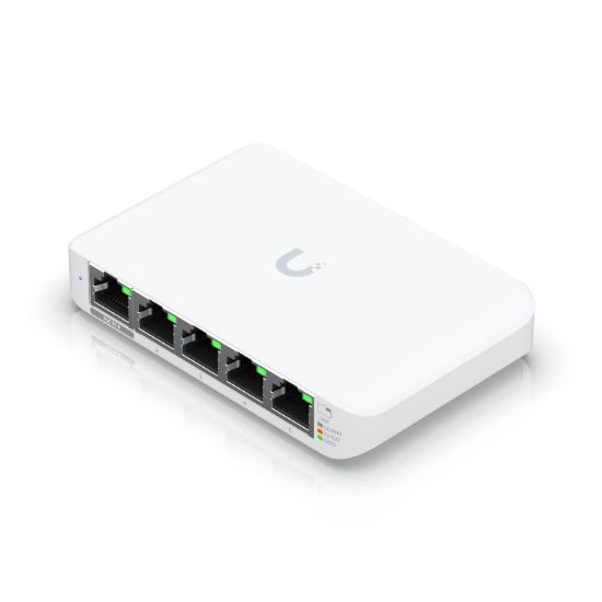 Picture of Ubiquiti USW Flex Mini, UniFi, Layer 2 Gigabit Switch, 5x GbE RJ45 Ports, Power Via PoE (802.3af) / USB Type-C 5V 1A,