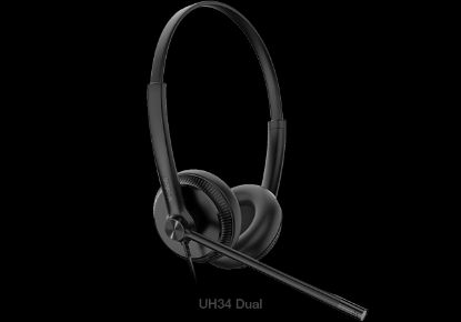 Picture of Yealink UH34 Dual Teams USB Headset, Lightweight, All Day Wearing Comfort, Ear Wideband Noise Cancelling Microphone, Leather Ear Cushions, USB-A
