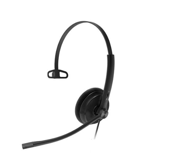 Picture of Yealink YHS34 Mono Wired Headset with QD to RJ Port, Wideband Noise-Canceling Headset, Monaural Ear, RJ9, QD Cord, Leather Ear Piece, Hearing Protecti