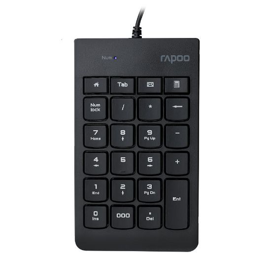 Picture of RAPOO K10 Wired Numeric NumberPad Keyboard -  Spill Resistant Design, Laser Carved Keycap, Spill-Resistant Design