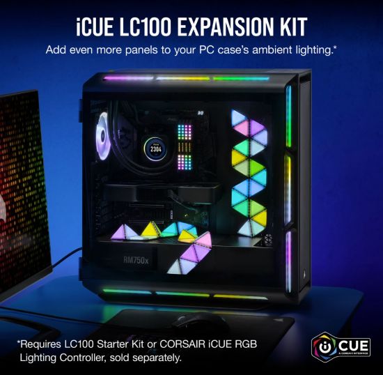 Picture of Corsair iCUE LC100 Smart Lighting Strip Expansion Kit. ICUE Software