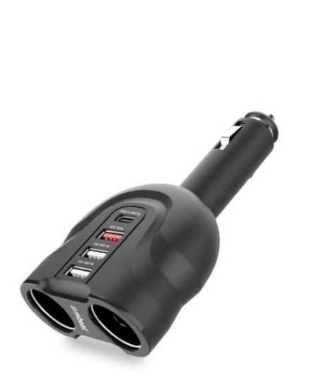 Picture of mbeat® Gorilla Power Four Port USB-C PD & QC3.0 Car Charger with Cigar Lighter Splitter features built-in over heat Package Weight: 120g