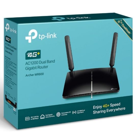 Picture of TP-Link Archer MR600 4G+ Cat6 AC1200 Wireless Dual Band Gigabit Router OneMesh 300Mbps@2.5Ghz 867Mbps@5Ghz, 4G+ SIM Slot, 2 Detach. LTE Antennas