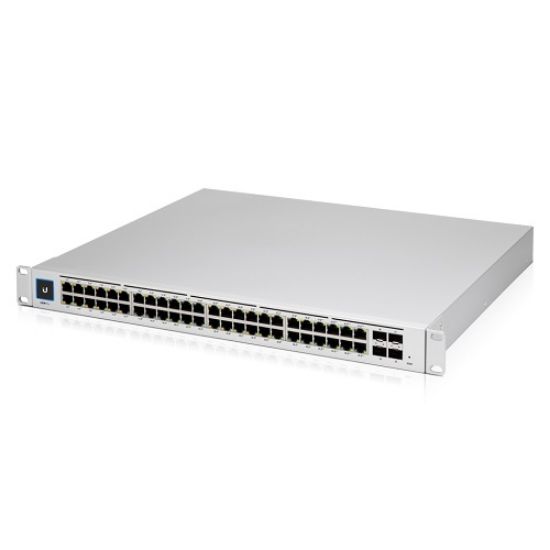 Picture of Ubiquiti UniFi 48-port Managed Gigabit Layer2 & Layer3 Switch, Auto-sensing 802.3at PoE+ & 802.3bt PoE, SFP+, Touch Display,  600W GEN2,