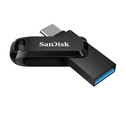 Picture of SanDisk 64GB Ultra Dual Drive Go 2-in-1 USB-C & USB-A Flash Drive Memory Stick 150MB/s USB3.1 Type-C Swivel for Android Smartphones Tablets Macs PCs