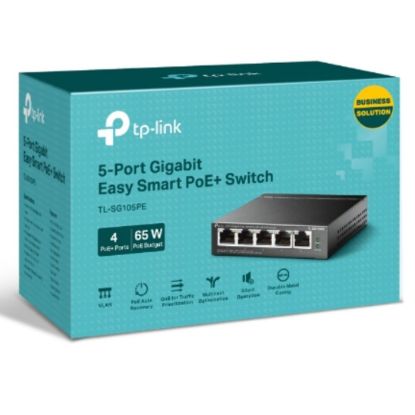 Picture of TP-Link TL-SG105PE 5-Port Gigabit Easy Smart Switch with 4-Port PoE+, Up To 65W For all PoE Ports, Up To 30W Each PoE Port