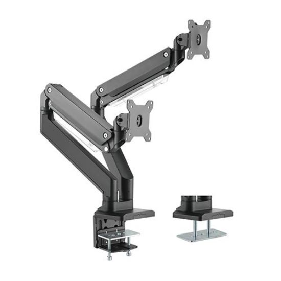Picture of Brateck Dual Monitors Aluminum Heavy-Duty Gas Spring Monitor Arm Fit Most 17‘-35’ Monitors Up to 15kg per screen VESA 75x75/100x100
