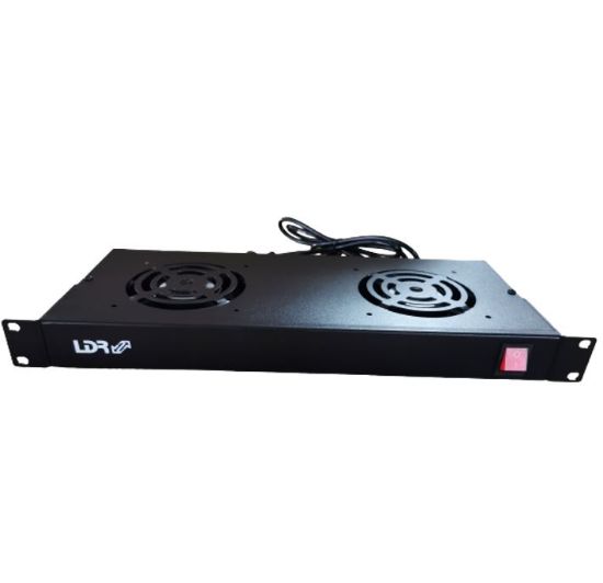 Picture of LDR 2 Way Rackmountable Fan Kit with power switch - 2x Fans - 1U Size - Black Metal Construction
