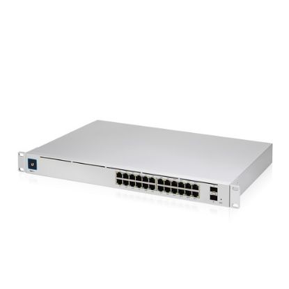 Picture of Ubiquiti UniFi 24 port Managed Gigabit Layer2 & Layer3 Switch, Auto-sensing 802.3at PoE+ & 802.3bt PoE, SFP+, Touch Display - 400W GEN2,
